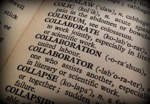 Page of dictionary with the definition of Collaboration